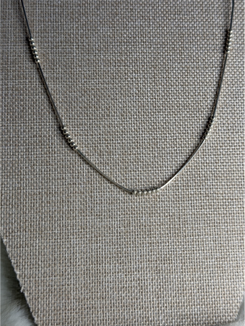 RARE Silpada HTF 925 Silver COBRA Beaded Station Box Chain Necklace 16” N0586 - Picture 3 of 8